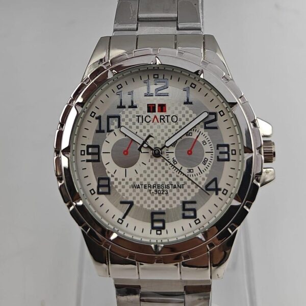 Ticarto Men Silver Stainless Steel Analog Watch