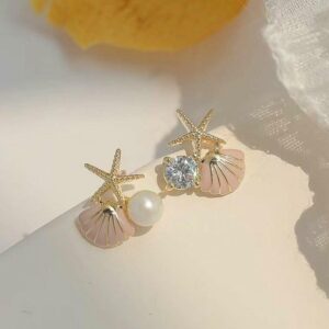 Starfish Seashell Metal Earrings