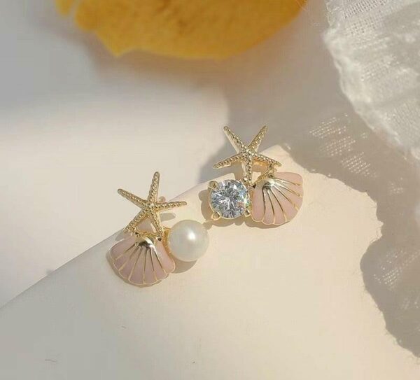 Starfish Seashell Metal Earrings