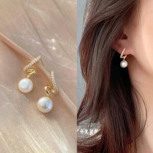 Zigzag Pearl Design Alloy Earrings