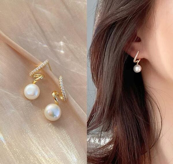 Zigzag Pearl Design Alloy Earrings