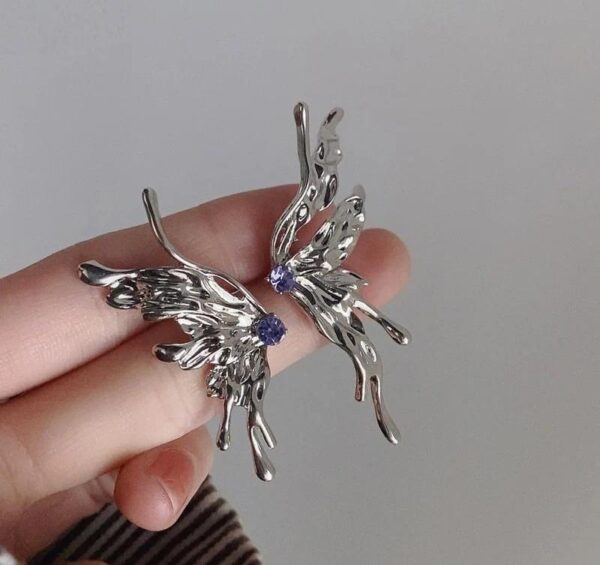 Silver Plated Butterfly Rhinestone Stud