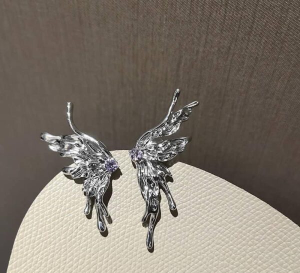 Silver Plated Butterfly Rhinestone Stud