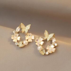 Gold Plated Round Flower Tops Pair