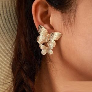 Gold Plated Butterfly Stud Earring