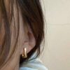 Golden Plated Small Metal Earrings